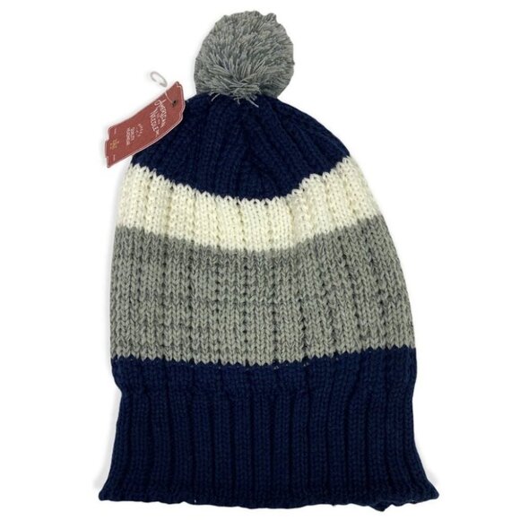NWT Nordstrom American Needle Blue Rib Knit Beanie Pom Pom New With Tags Hat‎ - Picture 3 of 5
